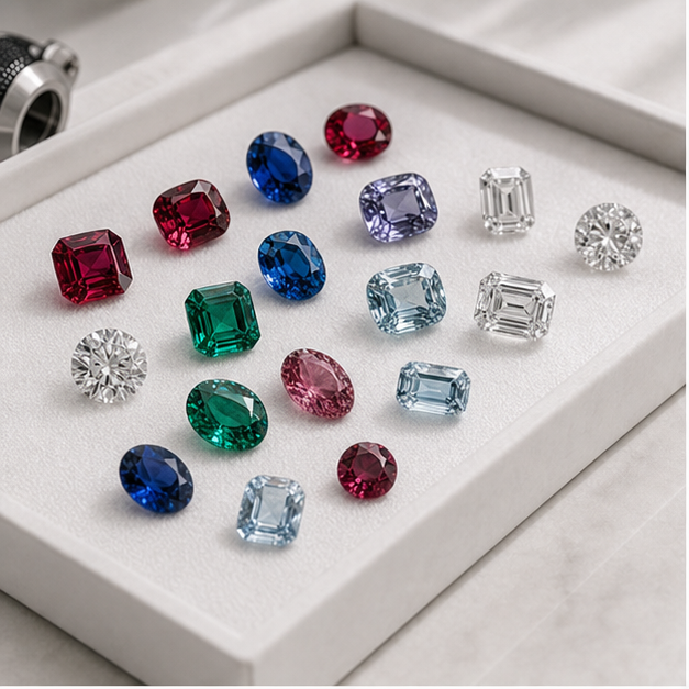 Loose gemstones.